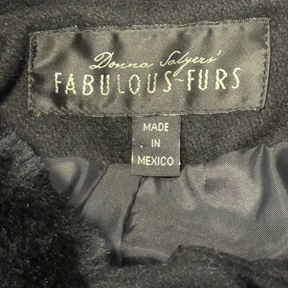Vintage Fabulous Furs Black Wool Hooded Cape Coat Girls Size 7 - Picture 3 of 4